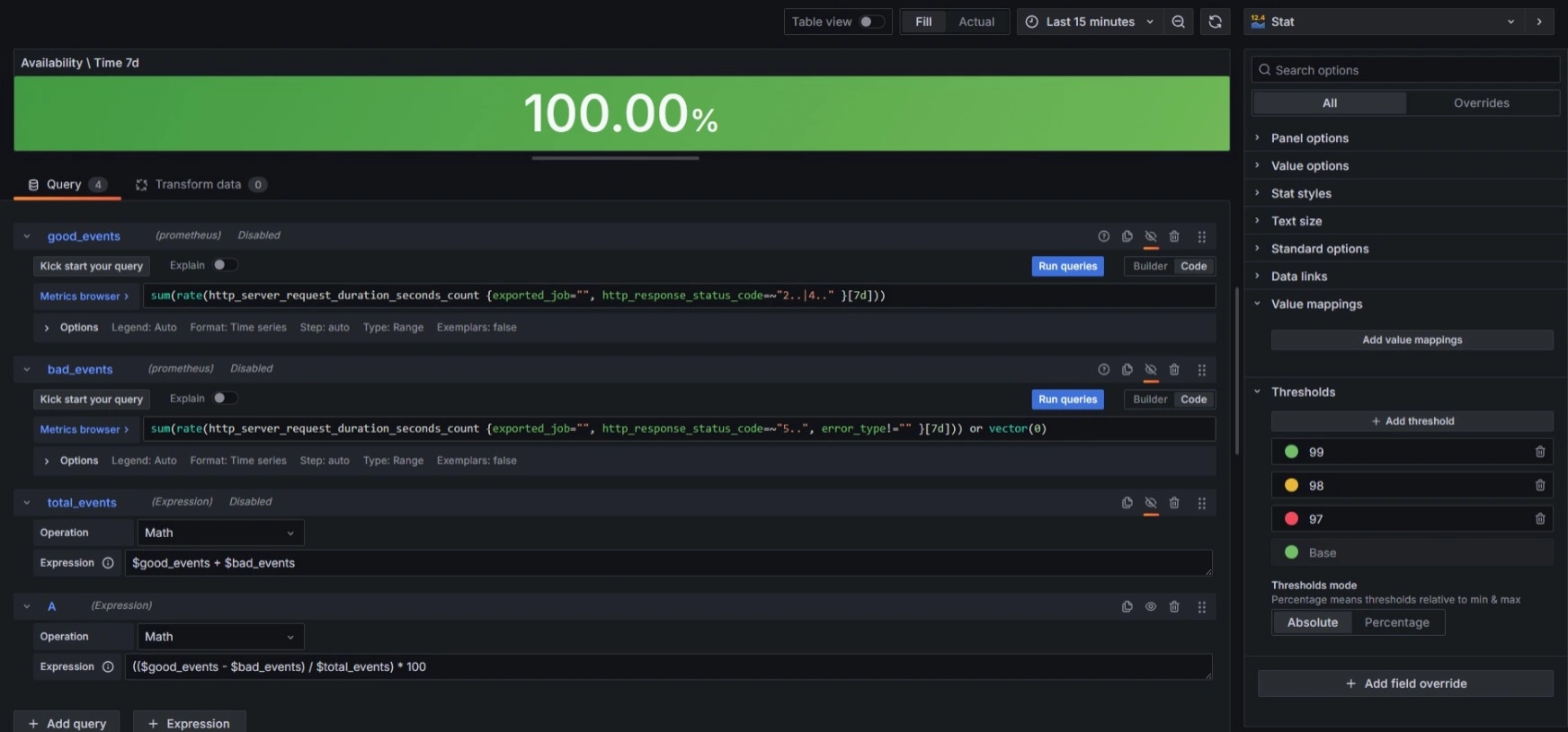 SRE: Medindo a disponibilidade com OpenTelemetry, Prometheus e Grafana